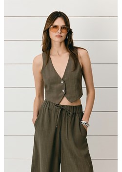 KAMIZELKA DAMSKA ARIA OLIVE STRIPES ze sklepu Jemiol w kategorii Kamizelki damskie - zdjęcie 186535916