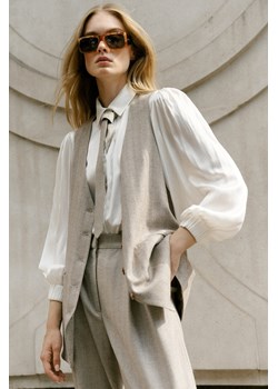 KAMIZELKA DAMSKA CLARA HERRINGBONE BEIGE ze sklepu Jemiol w kategorii Kamizelki damskie - zdjęcie 186536389
