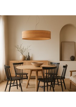 Duża lampa wisząca do salonu z abażurem 80 cm PORTO ECO fi - 80 cm - kolor dąb sonoma ze sklepu Lysne w kategorii Lampy wiszące - zdjęcie 186540108