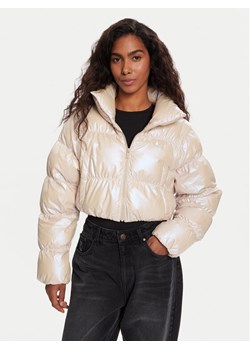 adidas Kurtka zimowa Essentials Glossy 2-In-1 JX2985 Beżowy Loose Fit ze sklepu MODIVO w kategorii Kurtki damskie - zdjęcie 186548136