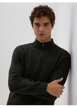 Reserved - Sweter z rozpinanym golfem - ciemnozielony ze sklepu Reserved w kategorii Swetry męskie - zdjęcie 186550137
