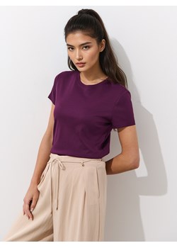 Mohito - T-shirt z dodatkiem jedwabiu - ciemny fiolet ze sklepu Mohito w kategorii Bluzki damskie - zdjęcie 186554545