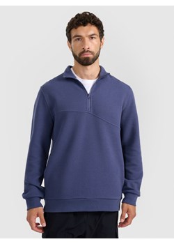 Męska bluza dresowa bez kaptura 4F 4FWAW25TSWSM1930 - granatowa ze sklepu Sportstylestory.com w kategorii Bluzy męskie - zdjęcie 186558339
