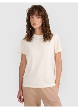 Damski t-shirt basic 4F 4FWAW25TTSHF297 - beżowy ze sklepu Sportstylestory.com w kategorii Bluzki damskie - zdjęcie 186558418