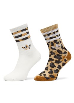 Skarpety długie adidas Leopard JV7855 Brązowy ze sklepu eobuwie.pl w kategorii Skarpetki damskie - zdjęcie 186561765