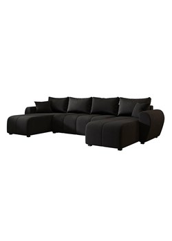 Czarny narożnik w kształcie U z funkcją spania F0-S43 - id: 53344 - marki Elior - 186569189 Czarny narożnik w kształcie U z funkcją spania F0-S43 ze sklepu Edinos.pl w kategorii Narożniki - zdjęcie 186569189