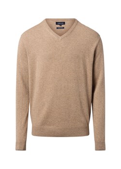 Andrew James Męski sweter z dzianiny z wełną i kaszmirem Mężczyźni Wełna taupe jednolity ze sklepu vangraaf w kategorii Swetry męskie - zdjęcie 186570436