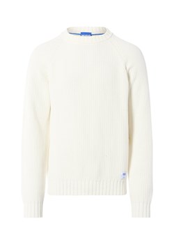 HUGO BLUE Męski sweter z dzianiny - Sonnee Mężczyźni Bawełna écru jednolity ze sklepu vangraaf w kategorii Swetry męskie - zdjęcie 186570455