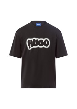 HUGO BLUE Koszulka męska - Nulibax Mężczyźni Bawełna czarny nadruk ze sklepu vangraaf w kategorii T-shirty męskie - zdjęcie 186570456