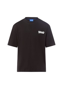 HUGO BLUE Koszulka męska - Nyrotee Mężczyźni Bawełna czarny nadruk ze sklepu vangraaf w kategorii T-shirty męskie - zdjęcie 186570457