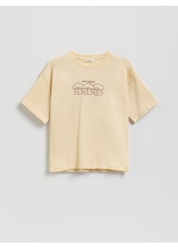 Reserved - T-shirt z haftem - beżowy ze sklepu Reserved w kategorii Bluzki dziewczęce - zdjęcie 186571376