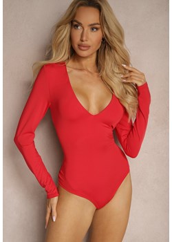 Czerwone Body z Długimi Rękawami z Wiskozą Zaithria ze sklepu renee.pl w kategorii Body damskie - zdjęcie 186573425