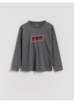 Reserved - Bawełniany longsleeve - ciemnoszary ze sklepu Reserved w kategorii Bluzy chłopięce - zdjęcie 186575137