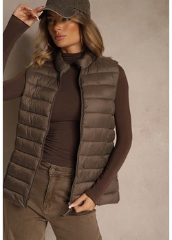 Brązowa Kamizelka Ozdobiona Pikowaniem Soellame ze sklepu renee.pl w kategorii Kamizelki damskie - zdjęcie 186578796