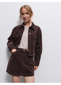 Mohito - Sztruksowa czekoladowa spódnica mini - ciemnobrązowy ze sklepu Mohito w kategorii Spódnice - zdjęcie 186579105