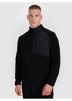 Męski polar sherpa rozpinany 4F 4FWAW25TFLEM339 - czarny ze sklepu Sportstylestory.com w kategorii Bluzy męskie - zdjęcie 186579835