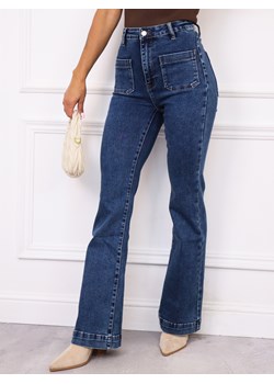 SPODNIE JEANSOWE DZWONY FLARE Z KIESZENIAMI Z PRZODU- NIEBIESKIE ze sklepu olika.com.pl w kategorii Jeansy damskie - zdjęcie 186584975
