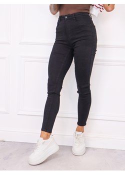 SPODNIE JEANSOWE SKINNY Z WYSOKIM STANEM- CZARNE ze sklepu olika.com.pl w kategorii Jeansy damskie - zdjęcie 186585008