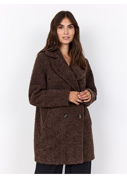 soyaconcept® Damski płaszcz z pluszowego futra - SC-Mukite Kobiety czekoladowy jednolity ze sklepu vangraaf w kategorii Płaszcze damskie - zdjęcie 186589757