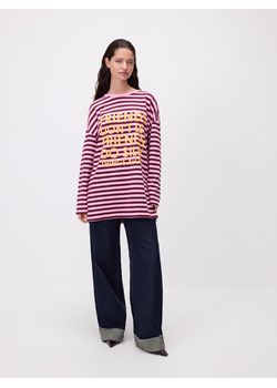 Reserved - Longsleeve oversize z nadrukiem - różowy ze sklepu Reserved w kategorii Bluzki damskie - zdjęcie 186593435