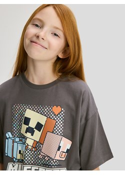 Reserved - Bawełniany t-shirt Minecraft - ciemnoszary ze sklepu Reserved w kategorii Bluzki dziewczęce - zdjęcie 186593458