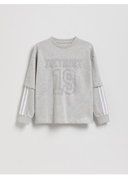 Reserved - Bawełniany longsleeve - ciemnoszary ze sklepu Reserved w kategorii Bluzy chłopięce - zdjęcie 186593475