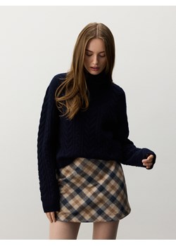 Reserved - Wełniany golf o warkoczowym splocie - granatowy ze sklepu Reserved w kategorii Swetry damskie - zdjęcie 186594656