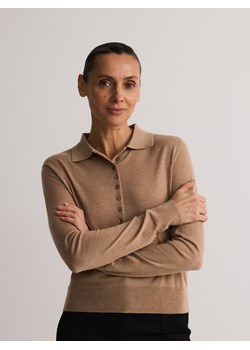 Reserved - Sweter polo z domieszką wełny - beżowy ze sklepu Reserved w kategorii Swetry damskie - zdjęcie 186594787