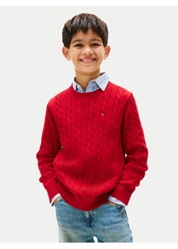 Tommy Hilfiger Sweter KB0KB09753 Czerwony Regular Fit ze sklepu MODIVO w kategorii Swetry chłopięce - zdjęcie 186595608