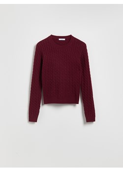 Reserved - Sweter z ozdobnym splotem - bordowy ze sklepu Reserved w kategorii Swetry damskie - zdjęcie 186596306