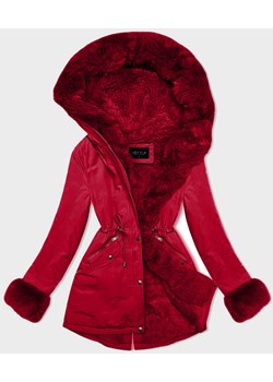 Krótka parka zimowa na futerku czerwona (16M9062-270) ze sklepu goodlookin.pl w kategorii Parki damskie - zdjęcie 186599106