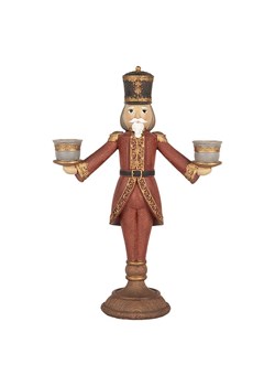 Clayre &amp; Eef Świecznik &quot;Nussknacker&quot; w kolorze czerwonym - 21 x 30 x 9 cm ze sklepu Limango Polska w kategorii Świeczniki - zdjęcie 186600077