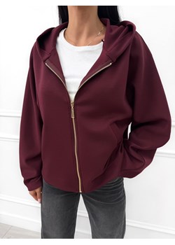 Bordowa Rozpinana Bluza z Kapturem ze sklepu ModnaKiecka.pl w kategorii Bluzy damskie - zdjęcie 186604387