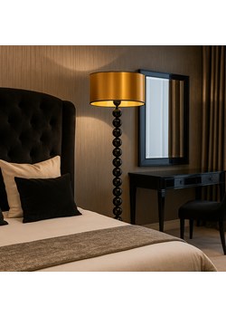 Lampa podłogowa do sypialni w stylu glamour GIZA MIRROR czarno-złota ze sklepu Lysne w kategorii Lampy podłogowe - zdjęcie 186604796