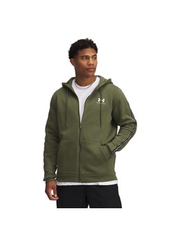 Meska bluza dresowa rozpinana z kapturem Under Armour UA Icon Fleece FZ Taping - zielona ze sklepu Sportstylestory.com w kategorii Bluzy męskie - zdjęcie 186604937
