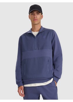 Męska bluza nierozpinana bez kaptura 4F 4FWAW25TSWSM1947 - granatowa ze sklepu Sportstylestory.com w kategorii Bluzy męskie - zdjęcie 186605018