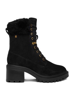 Tommy Hilfiger Trzewiki Th Shearling Lace Up Boot FW0FW08999 Czarny ze sklepu MODIVO w kategorii Kozaki damskie - zdjęcie 186605815