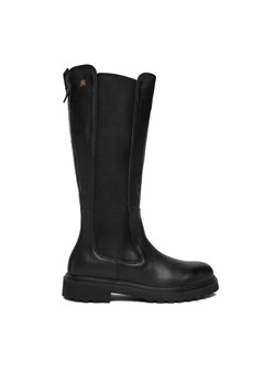 Tommy Hilfiger Kozaki Th Lthr Cleated Long Boot FW0FW08985 Czarny ze sklepu MODIVO w kategorii Kozaki damskie - zdjęcie 186605969