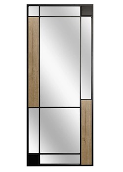 Loftowe lustro z elementami geometrycznymi dąb + czarny A8-L77 ze sklepu Edinos.pl w kategorii Lustra - zdjęcie 186610339