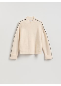 Reserved - Sweter z kontrastową lamówką - kremowy ze sklepu Reserved w kategorii Swetry damskie - zdjęcie 186630359
