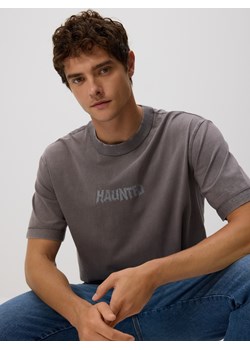 Reserved - T-shirt boxy z nadrukiem - ciemnoszary ze sklepu Reserved w kategorii T-shirty męskie - zdjęcie 186630518
