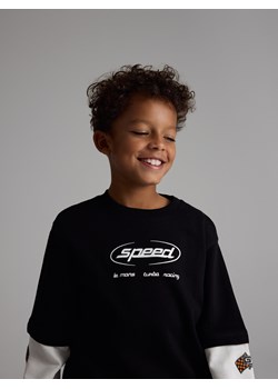Reserved - Bawełniany longsleeve - czarny ze sklepu Reserved w kategorii Bluzy chłopięce - zdjęcie 186630556
