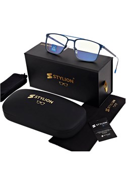 Męskie okulary PREMIUM +0.25 do czytania i komputera Blue Light+Antyrefleks STL280 niebieskie ze sklepu Stylion w kategorii Okulary korekcyjne męskie - zdjęcie 186640269