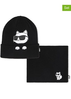 Karl Lagerfeld Kids 2-częściowy zestaw w kolorze czarnym ze sklepu Limango Polska w kategorii Czapki dziecięce - zdjęcie 186641348