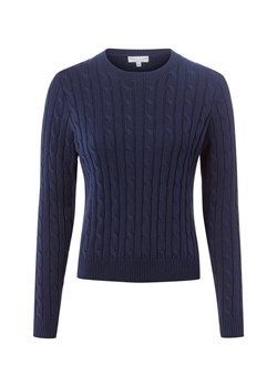 Marie Lund Damski sweter bawełniany Kobiety Bawełna granatowy jednolity ze sklepu vangraaf w kategorii Swetry damskie - zdjęcie 186645045