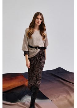 Sweter z krótkimi rękawami beżowy ze sklepu Moodo.pl w kategorii Swetry damskie - zdjęcie 186646016