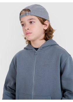 Chłopięca bluza dresowa z kapturem rozpinana 4F 4FJWSS25TSWSM1851 - szara ze sklepu Sportstylestory.com w kategorii Bluzy chłopięce - zdjęcie 186646837
