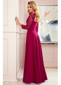 309-1 AMBER elegancka koronkowa długa suknia z dekoltem, Kolor bordowy, Rozmiar M, Numoco ze sklepu Intymna w kategorii Sukienki - zdjęcie 186649506