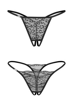 Obsessive 2-pak stringów damskich z otwartym krokiem Bianca, Kolor czarny, Rozmiar S/M, Obsessive ze sklepu Intymna w kategorii Skarpetki damskie - zdjęcie 186649568
