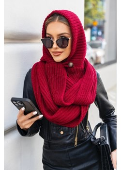 czapkoszal z guzikiem berta polski producent j&k premium - bordo ze sklepu STYLOWO w kategorii Czapki zimowe damskie - zdjęcie 186659609
